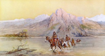 Indios americanos Painting - Cruzando el Missouri 1 1902 Charles Marion Russell Indios Americanos